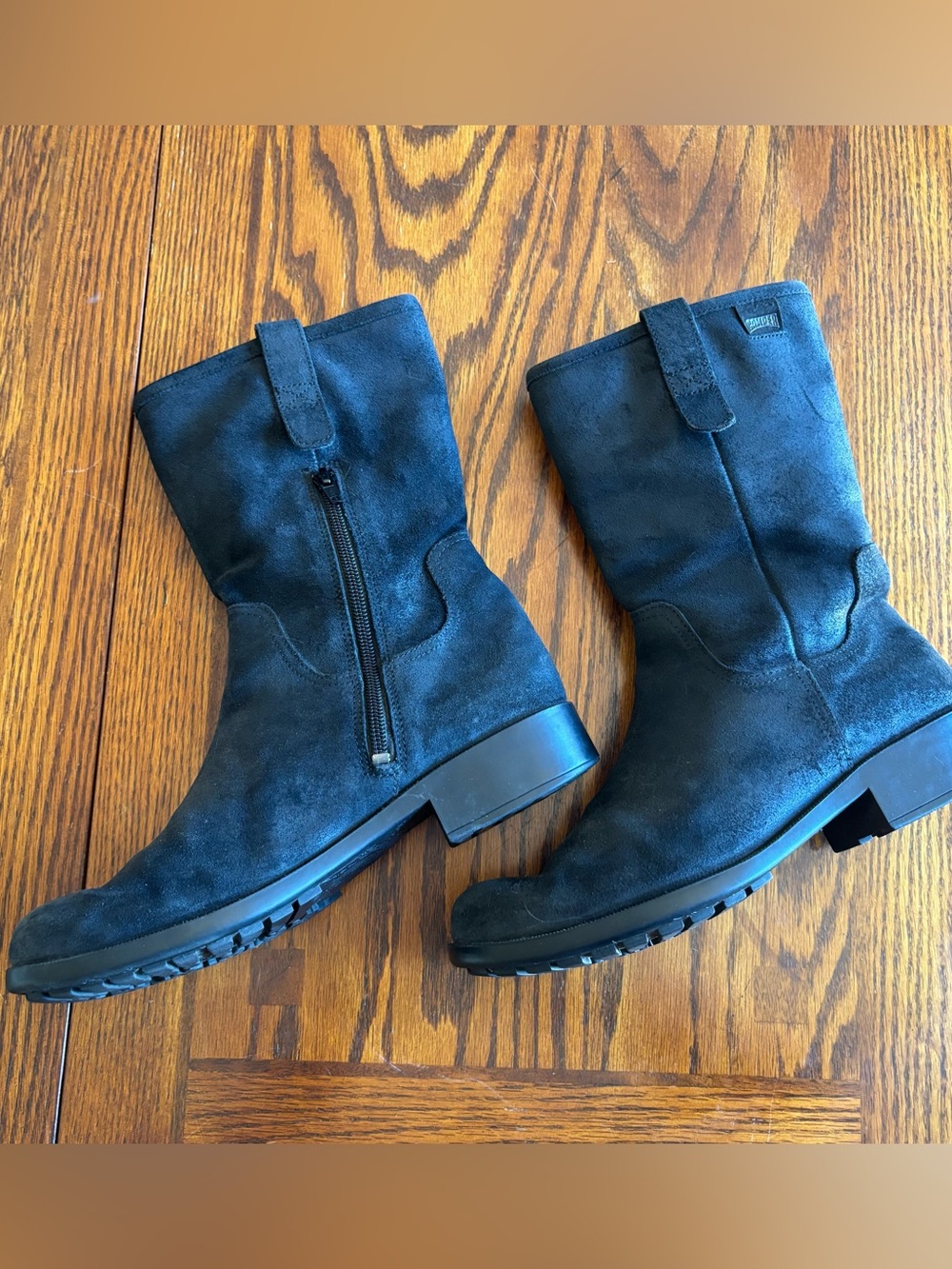Camper Leather Suede Mid Calf Boots in Black size 38